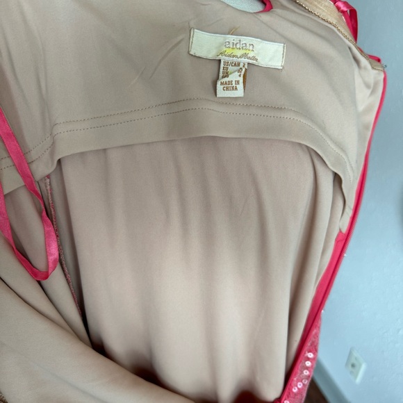 Aidan by Aidan Mattox Pink Sequin Lace One Shoulder Formal Dress Gown Size 2 - Picture 7 of 11